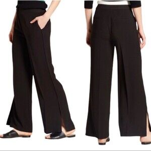 Who What Wear black wide leg slit high waist trousers pants